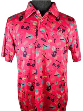 Gashouse Golf Men's Poly Blend Patterned Polo Casual Sport Size L